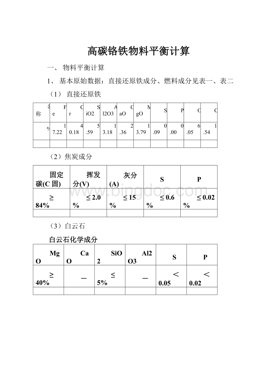 高碳铬铁物料平衡计算.docx_第1页