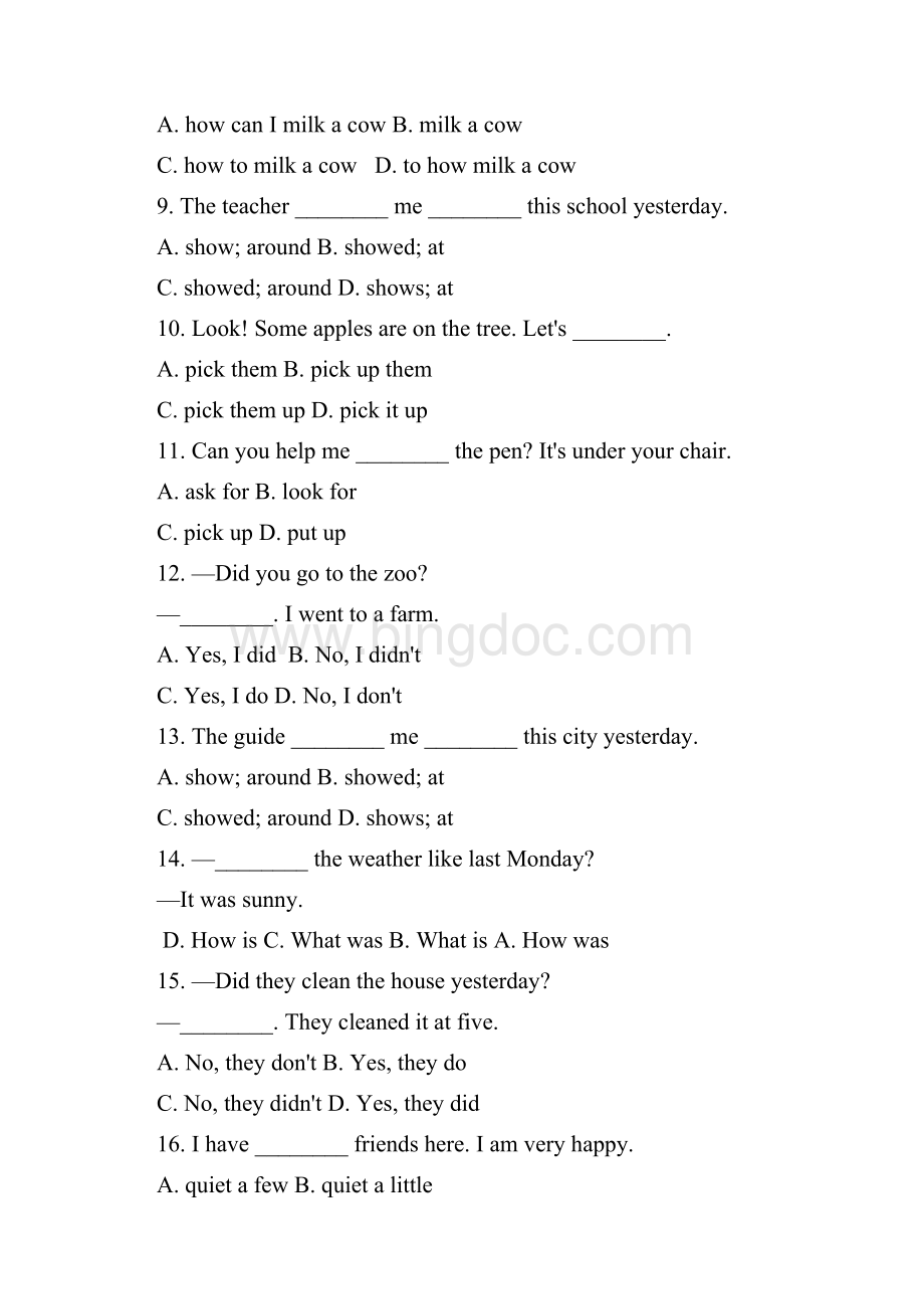 人教版七年级英语下册Unit 11 专项练习题 单项选择Word下载.docx_第2页