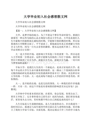 大学毕业初入社会感想散文网Word格式.docx