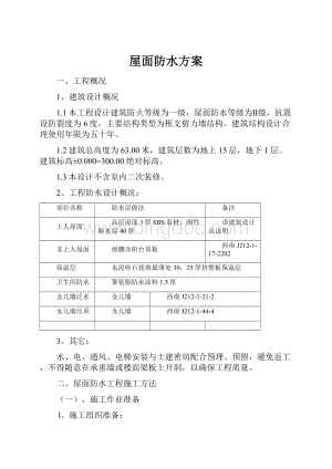 屋面防水方案Word下载.docx