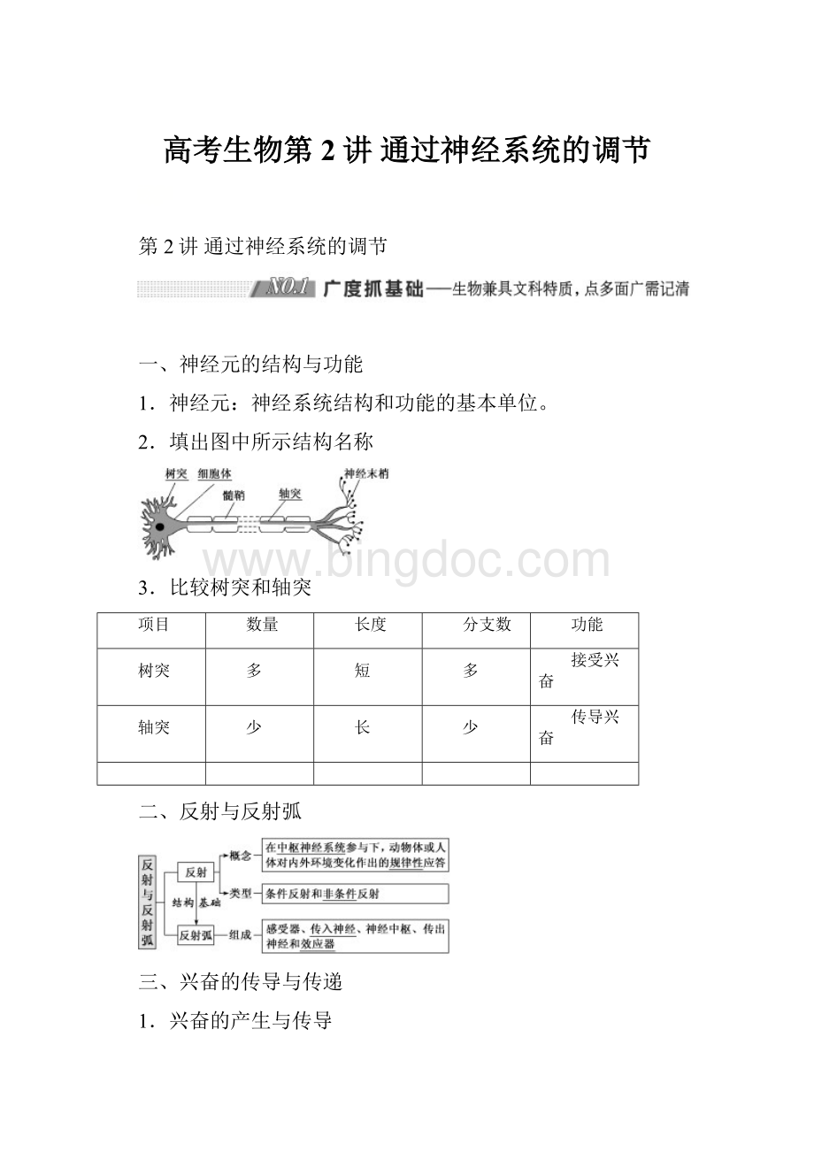 高考生物第2讲 通过神经系统的调节Word文档下载推荐.docx