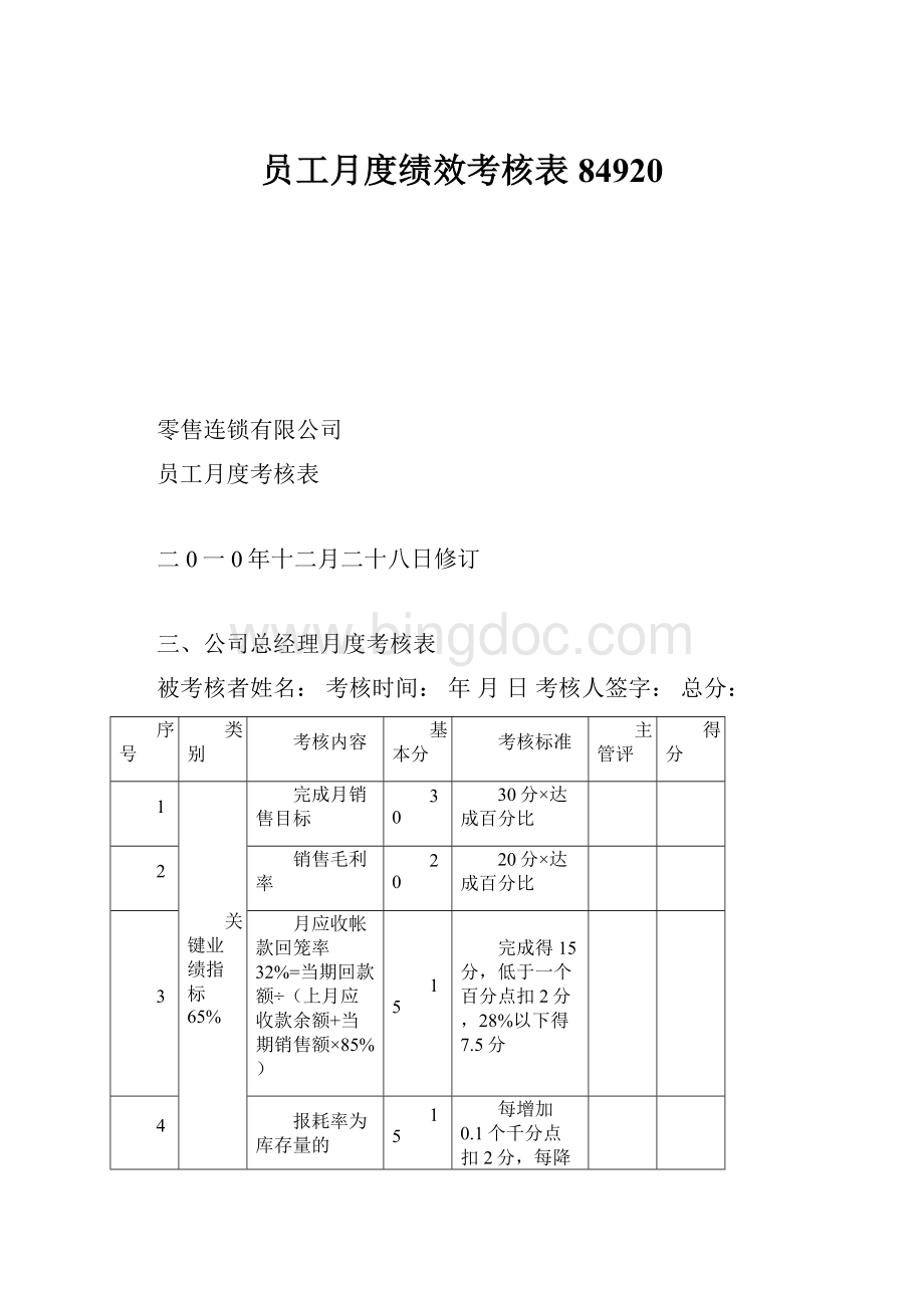 员工月度绩效考核表84920.docx_第1页