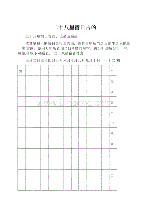 二十八星宿日吉凶.docx