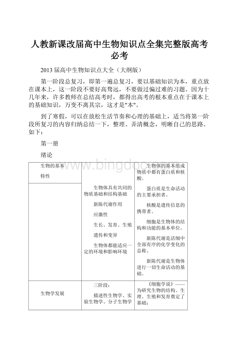 人教新课改届高中生物知识点全集完整版高考必考文档格式.docx_第1页