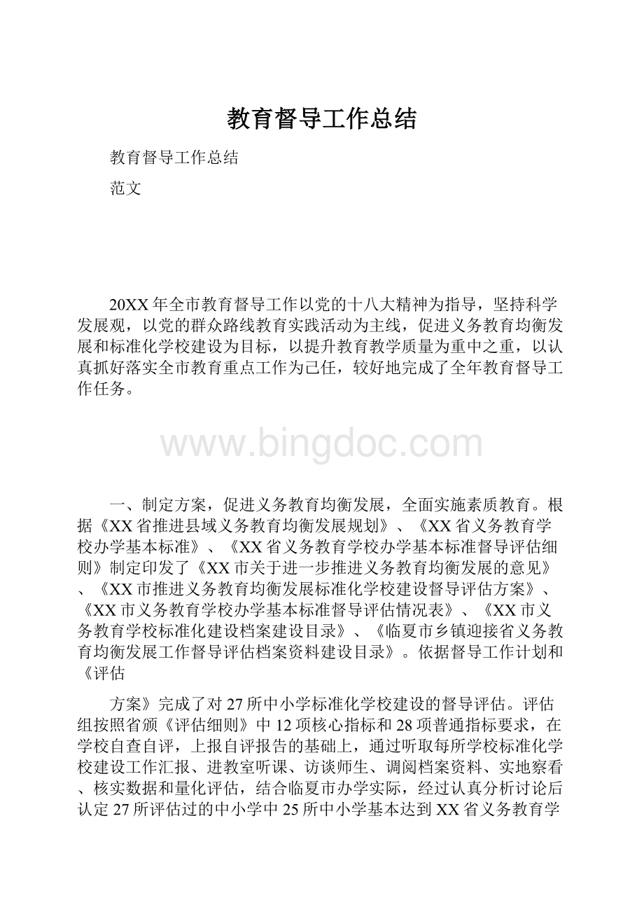 教育督导工作总结Word格式文档下载.docx