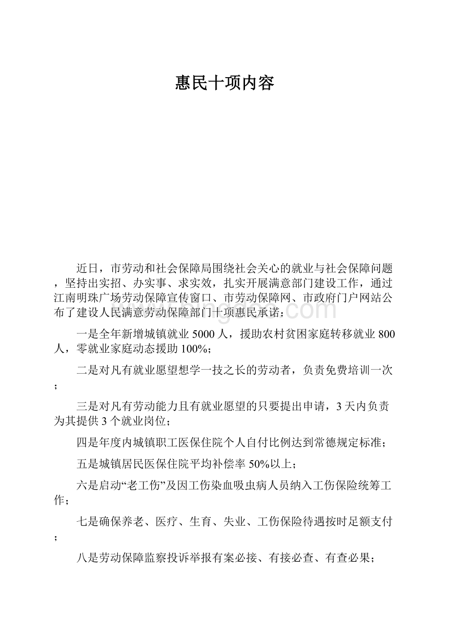 惠民十项内容Word文档格式.docx_第1页