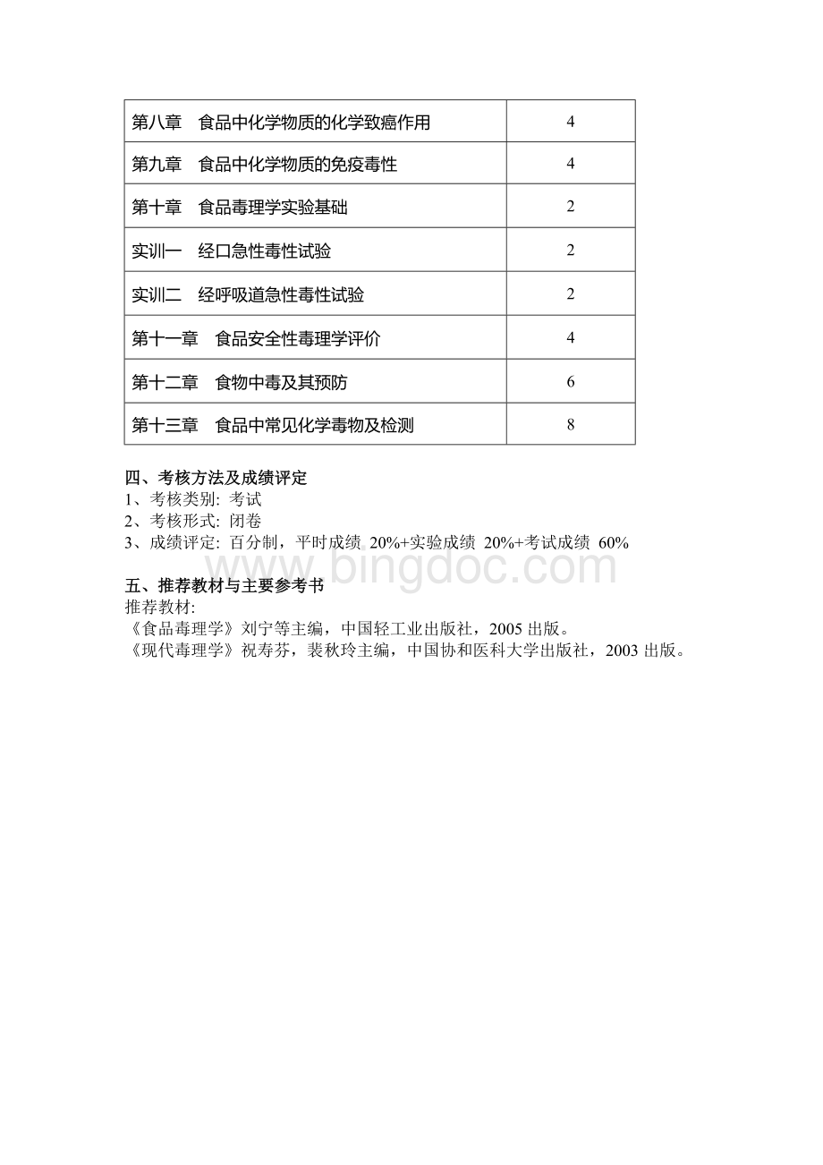 《食品毒理学》课程标准.doc_第3页