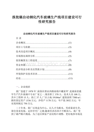 报批稿自动钢化汽车玻璃生产线项目建设可行性研究报告Word格式文档下载.docx