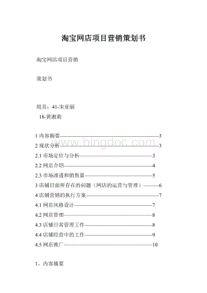 淘宝网店项目营销策划书.docx