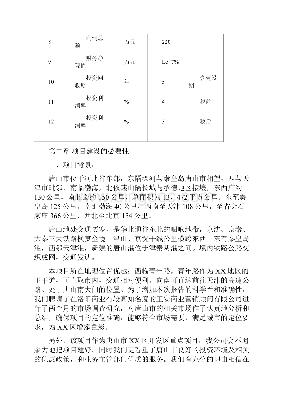 唐山市XX区商业中心项目可行性研究报告.docx_第3页