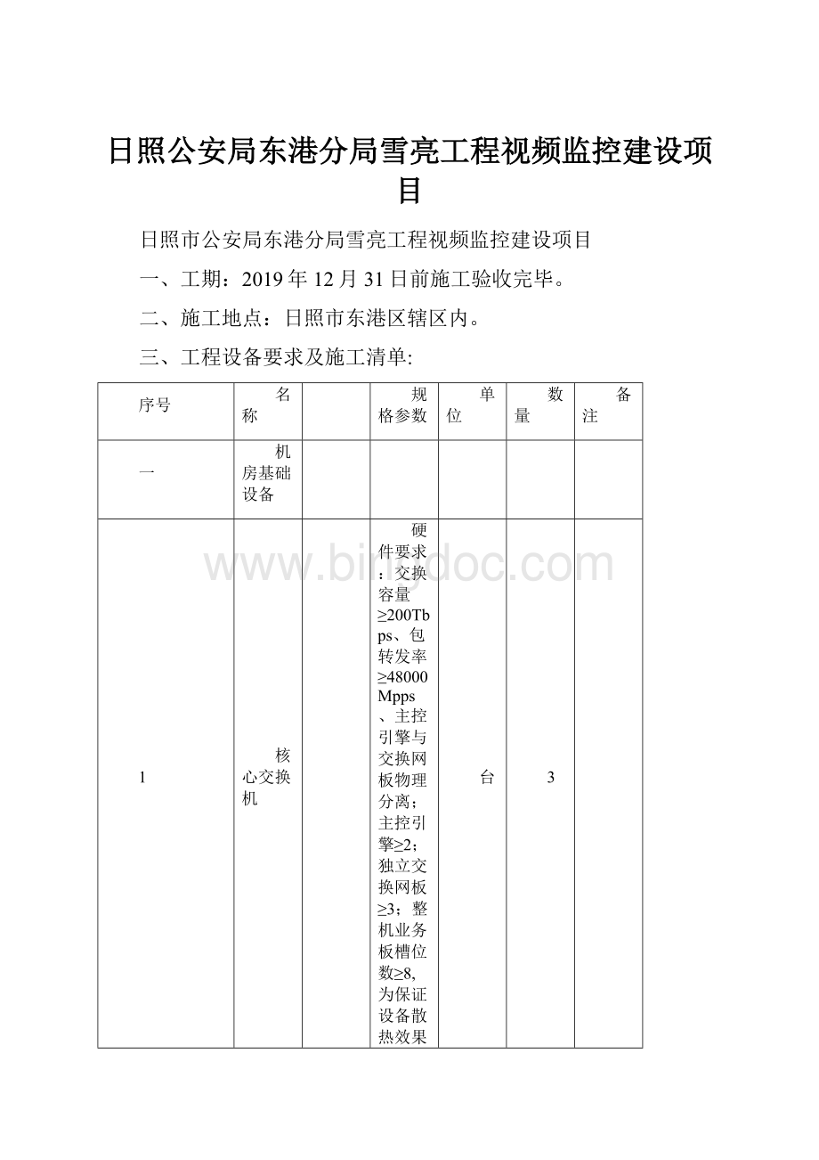 日照公安局东港分局雪亮工程视频监控建设项目.docx_第1页