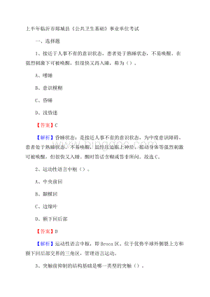 上半年临沂市郯城县《公共卫生基础》事业单位考试.docx