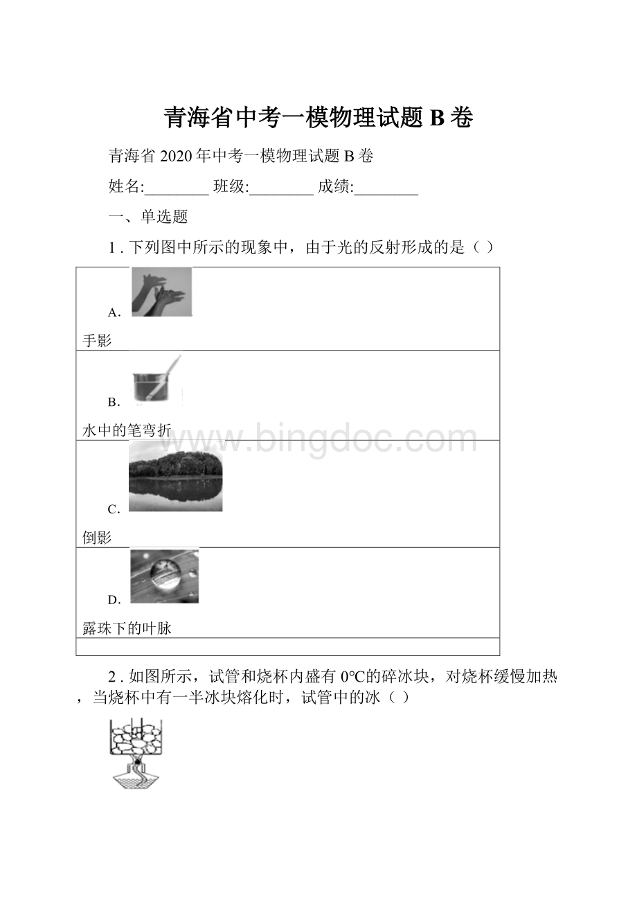 青海省中考一模物理试题B卷Word下载.docx