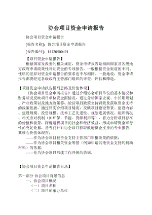 协会项目资金申请报告.docx