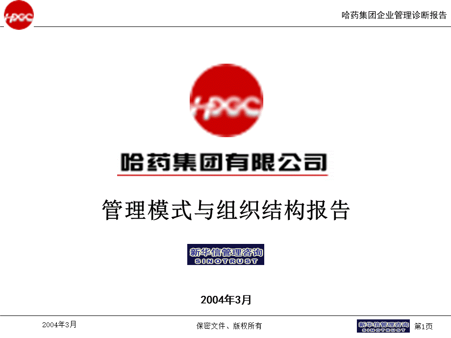 新华信哈药集团管理模式与组织结构报告.ppt