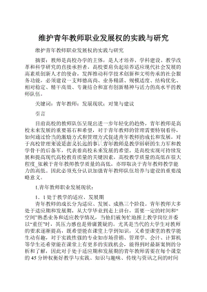 维护青年教师职业发展权的实践与研究Word文档下载推荐.docx