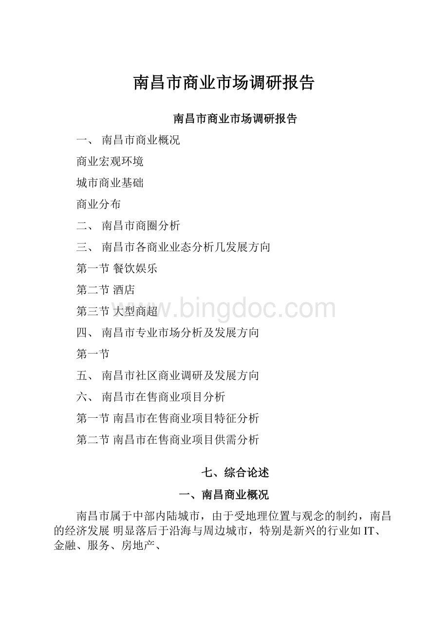 南昌市商业市场调研报告Word文档格式.docx