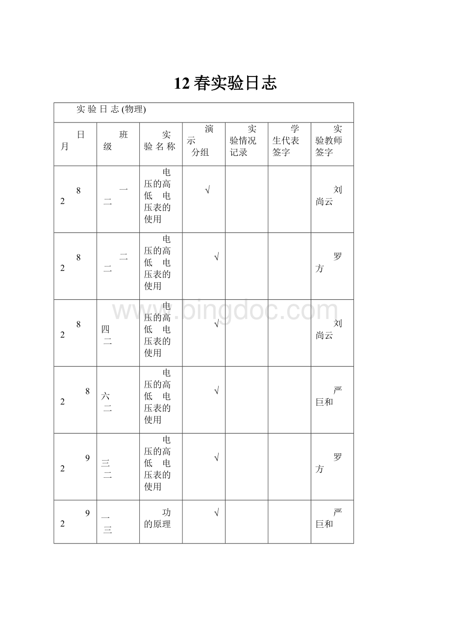 12春实验日志.docx_第1页