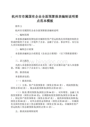 杭州市市属国有企业全面预算报表编制说明要点范本模板.docx