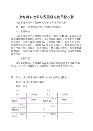 上海浦东改革与发展研究院单位决算文档格式.docx