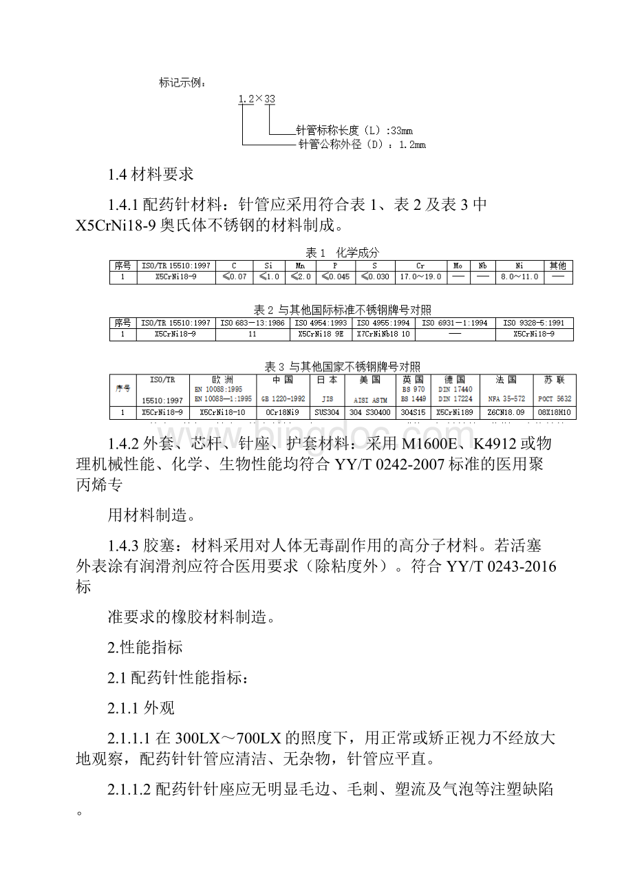 一次性使用配药用注射器带针产品技术要求changchuan.docx_第3页