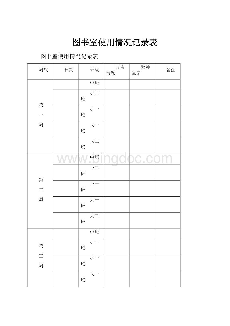 图书室使用情况记录表.docx_第1页