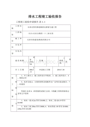 排水工程竣工验收报告文档格式.docx