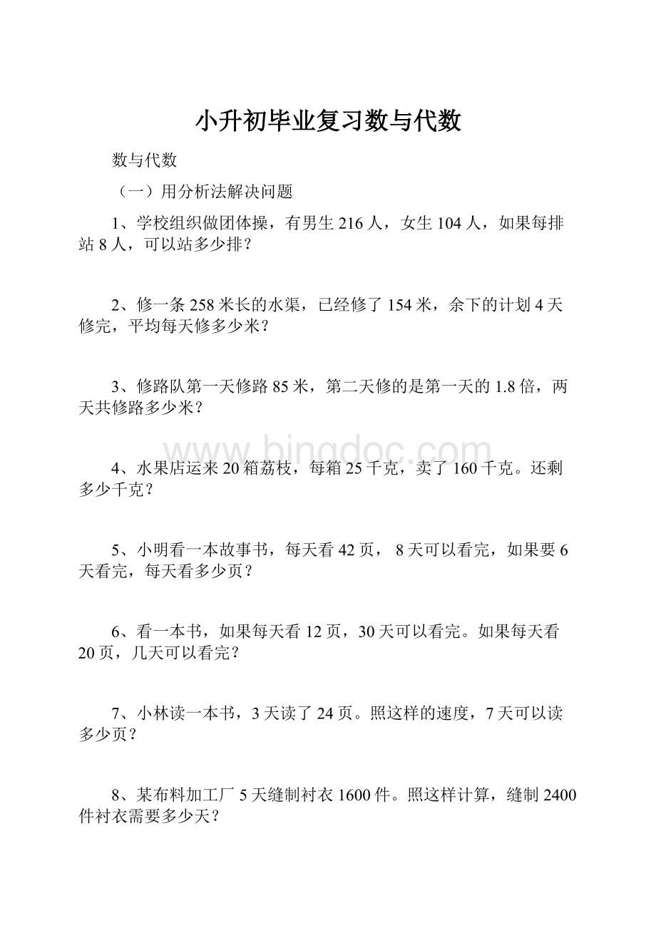 小升初毕业复习数与代数Word格式文档下载.docx