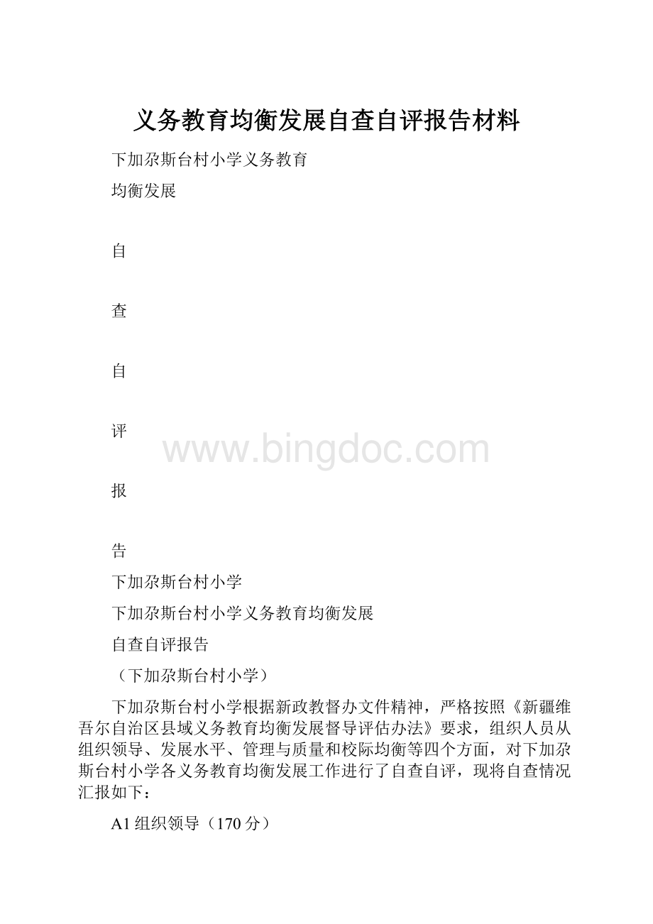 义务教育均衡发展自查自评报告材料文档格式.docx