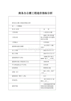 商务办公楼工程造价指标分析Word文档下载推荐.docx