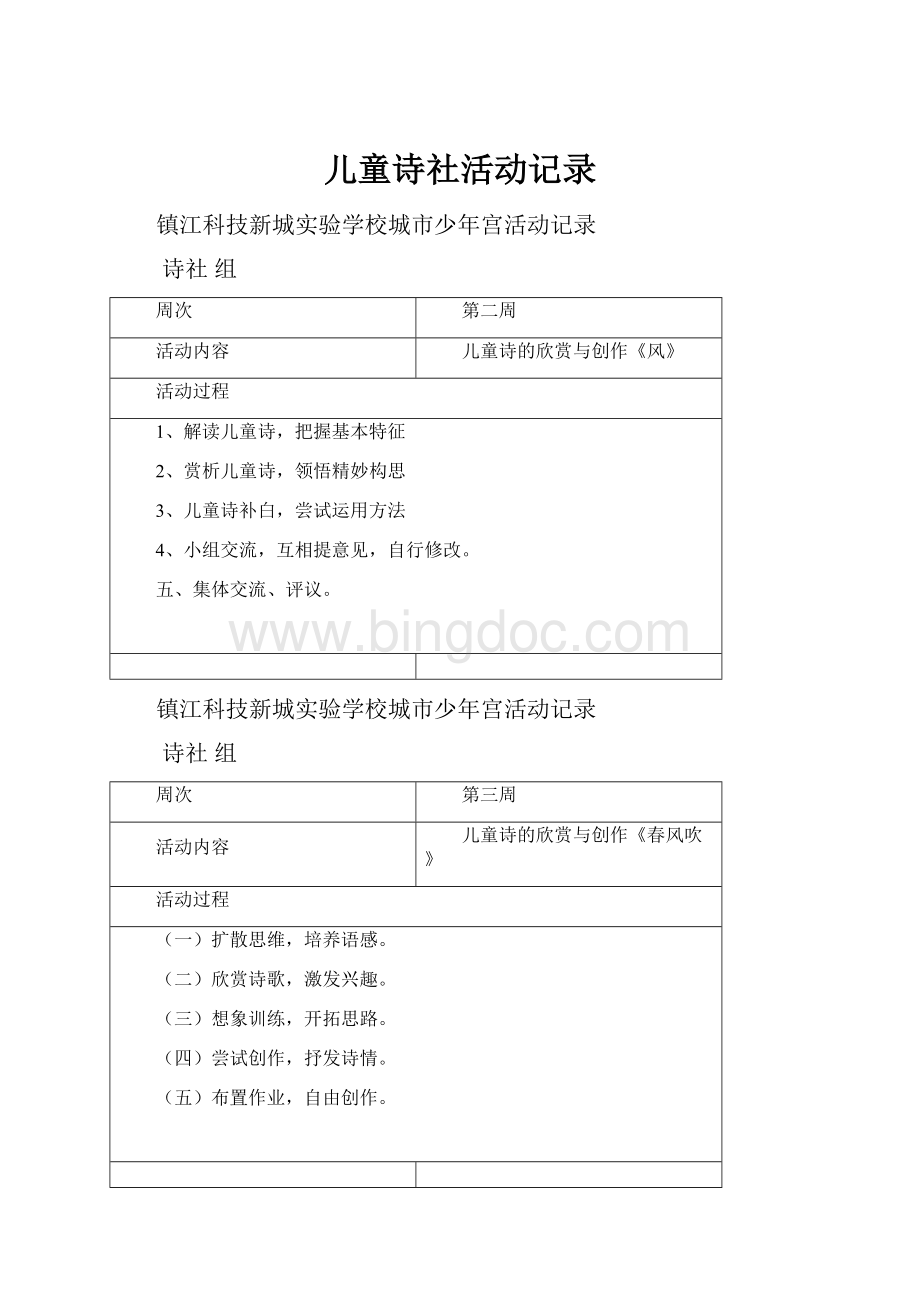 儿童诗社活动记录Word格式文档下载.docx_第1页