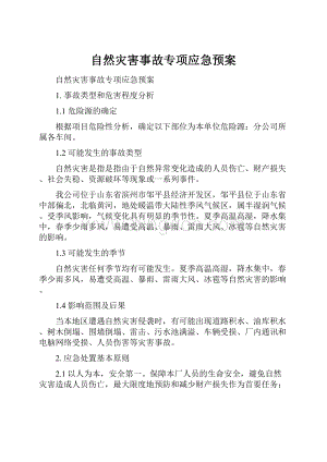 自然灾害事故专项应急预案Word下载.docx