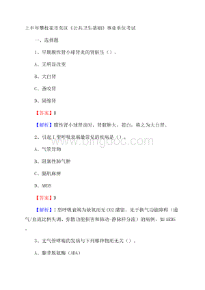 上半年攀枝花市东区《公共卫生基础》事业单位考试.docx