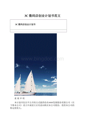3C数码店创业计划书范文.docx