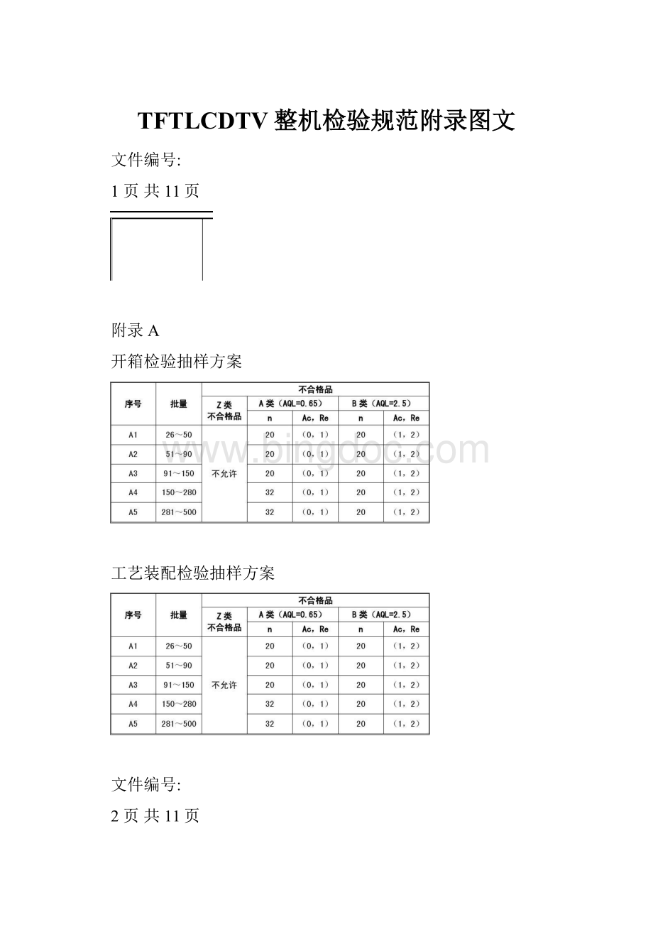 TFTLCDTV整机检验规范附录图文Word格式.docx