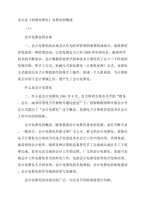 会计从业资格考试备考辅导会计证《初级电算化》电算化的概述.docx