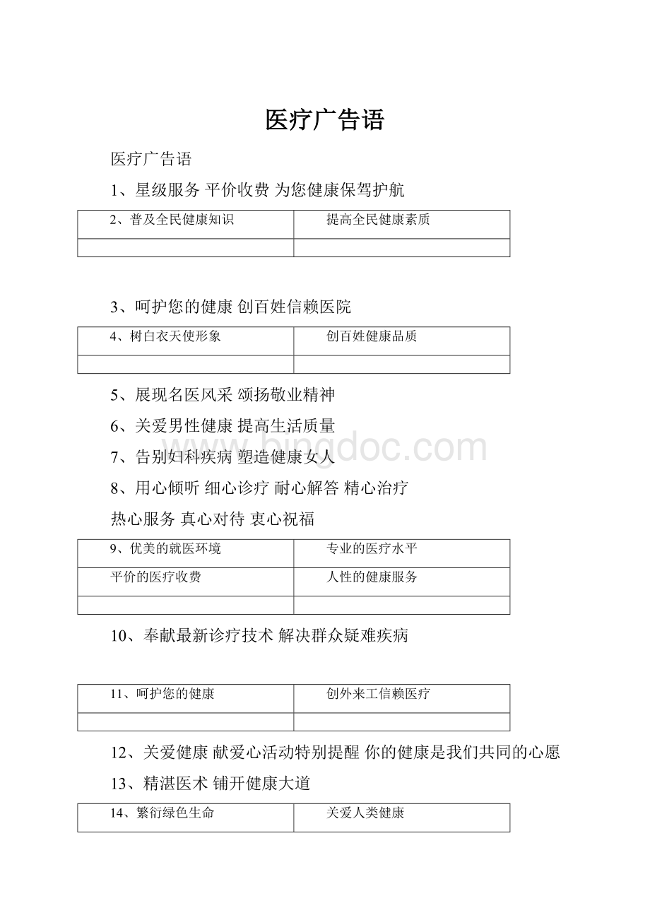 医疗广告语Word格式.docx