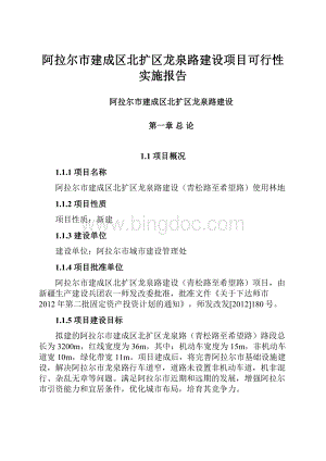 阿拉尔市建成区北扩区龙泉路建设项目可行性实施报告Word文档格式.docx