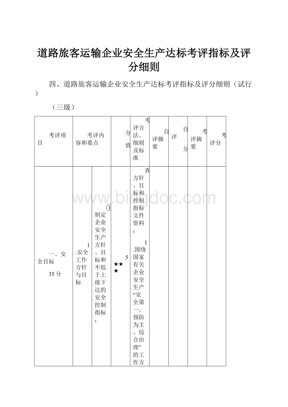 道路旅客运输企业安全生产达标考评指标及评分细则.docx_第1页