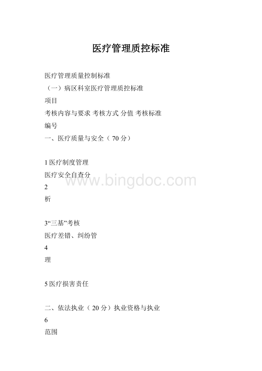 医疗管理质控标准.docx_第1页