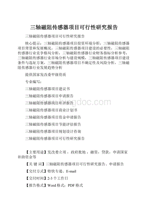 三轴磁阻传感器项目可行性研究报告Word文档格式.docx