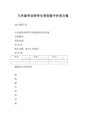 九年级毕业班学生培优提中补差方案.docx