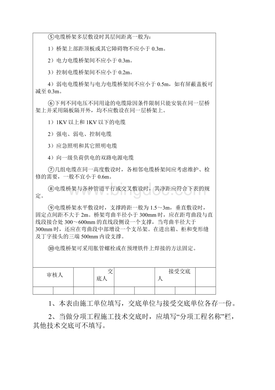 技术交底记录室内电缆桥架安装工程Word文档格式.docx_第2页