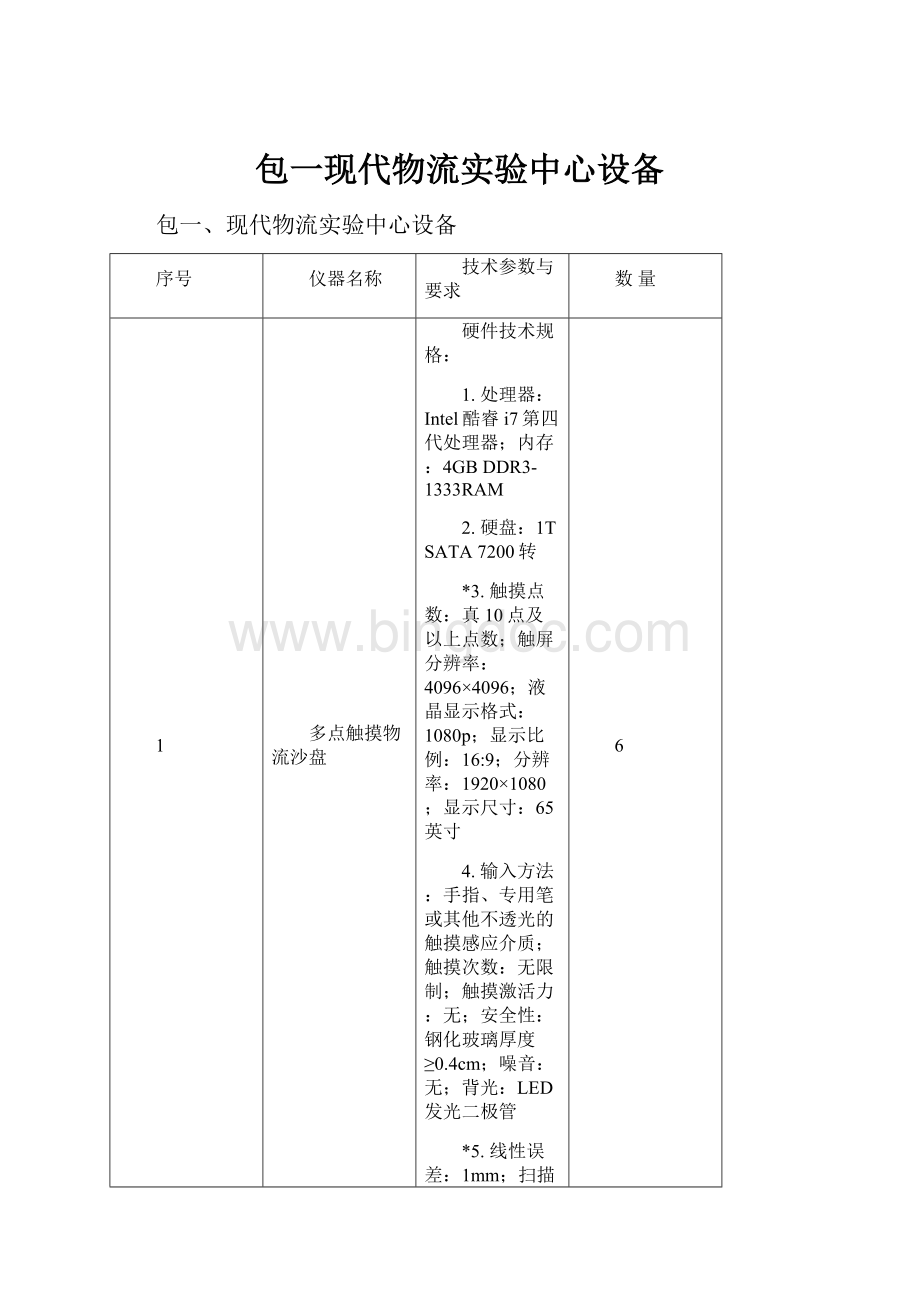 包一现代物流实验中心设备Word文档格式.docx_第1页