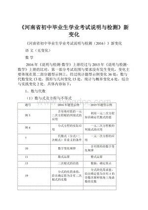 《河南省初中毕业生学业考试说明与检测》新变化.docx