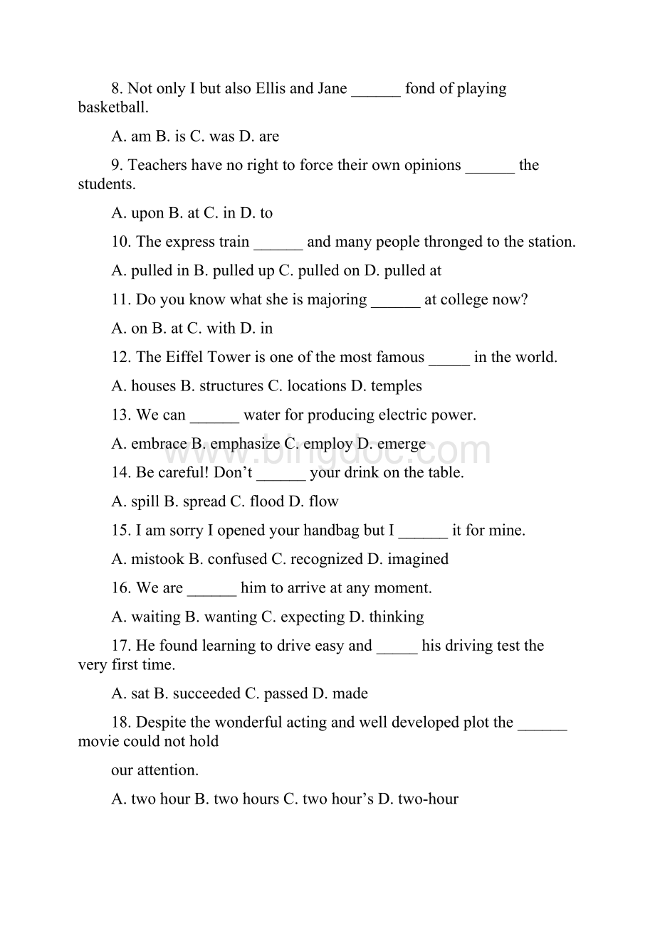 高考英语试题及参考答案福建卷.docx_第2页
