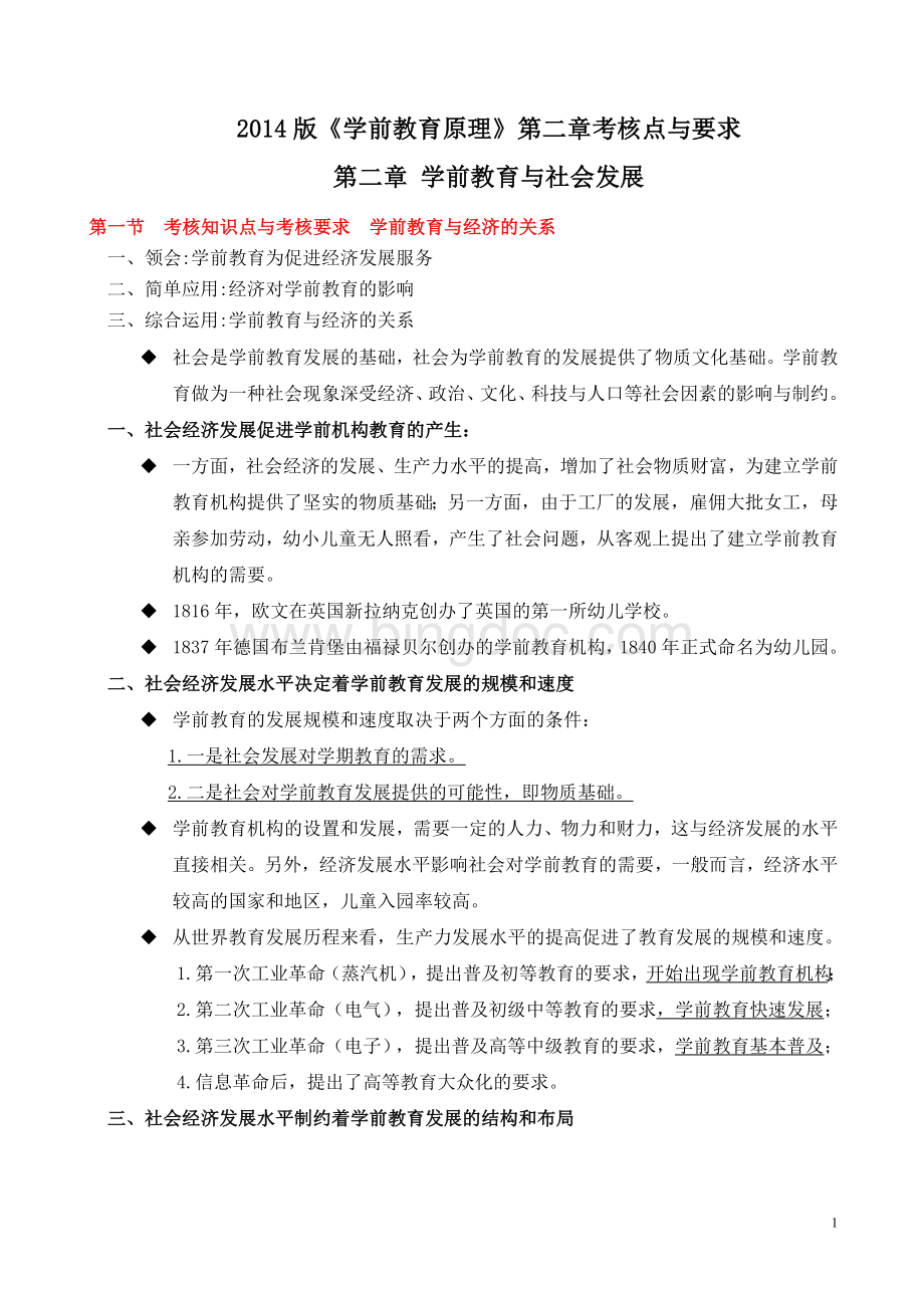 自考《学前教育原理》第二章考核点与要求.doc_第1页