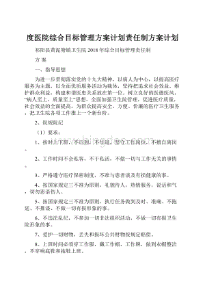 度医院综合目标管理方案计划责任制方案计划Word格式.docx