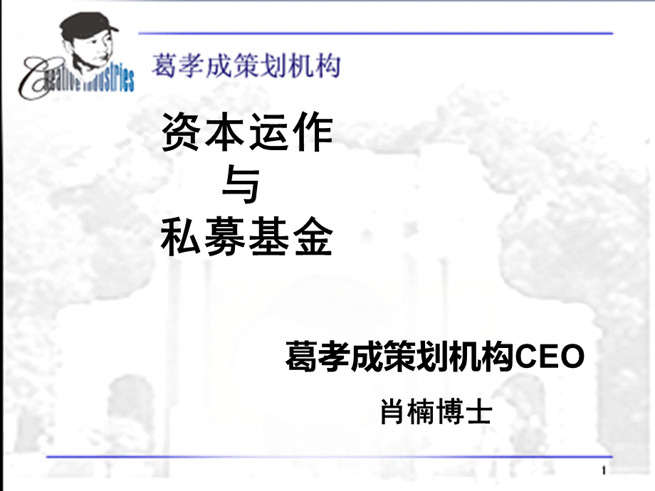 葛孝成机构之资本运作.ppt