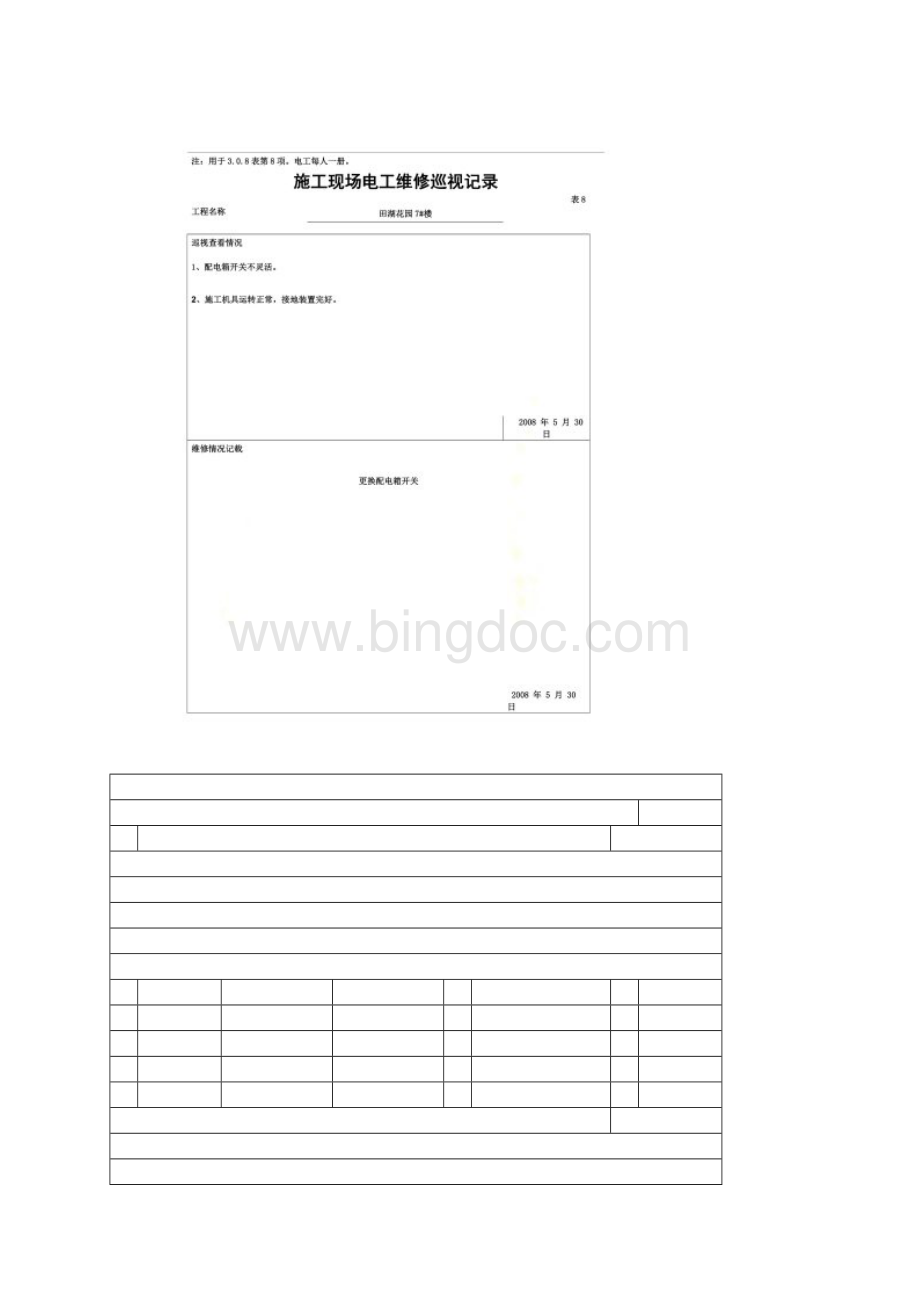 施工现场电工维修巡视记录Word格式文档下载.docx_第2页